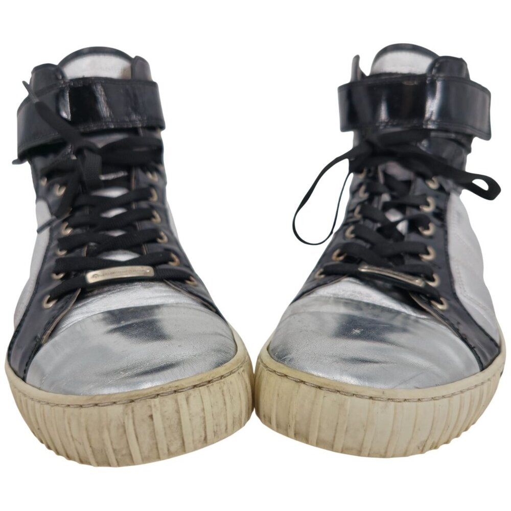 Alessandro Dell'Acqua Black Silver Metallic Fashion High-top Sneakers Mens 10.5 - Picture 6 of 14